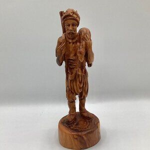 Deer Hunter Wooden Handcarved Statue Figurine 9.5" Height‎
